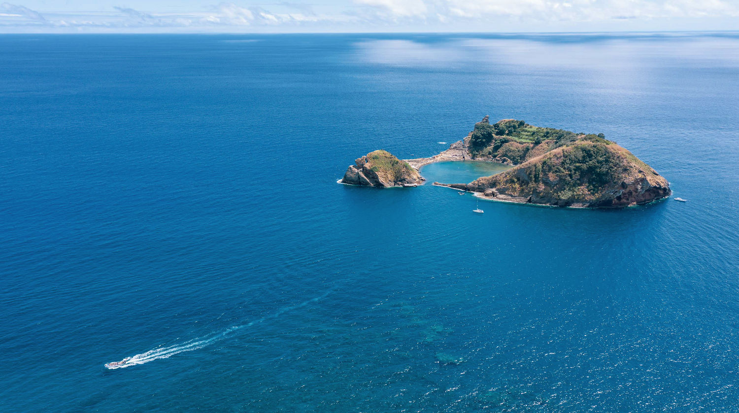 Aerial view of Vila Franca do Campo Islet off the coast of São Miguel