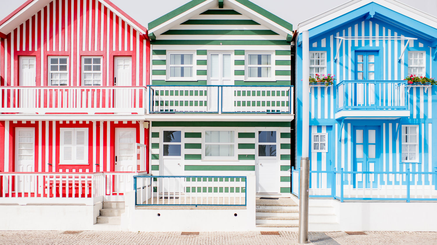 Striped Palheiros Houses, Costa Nova, Aveiro, Portugal