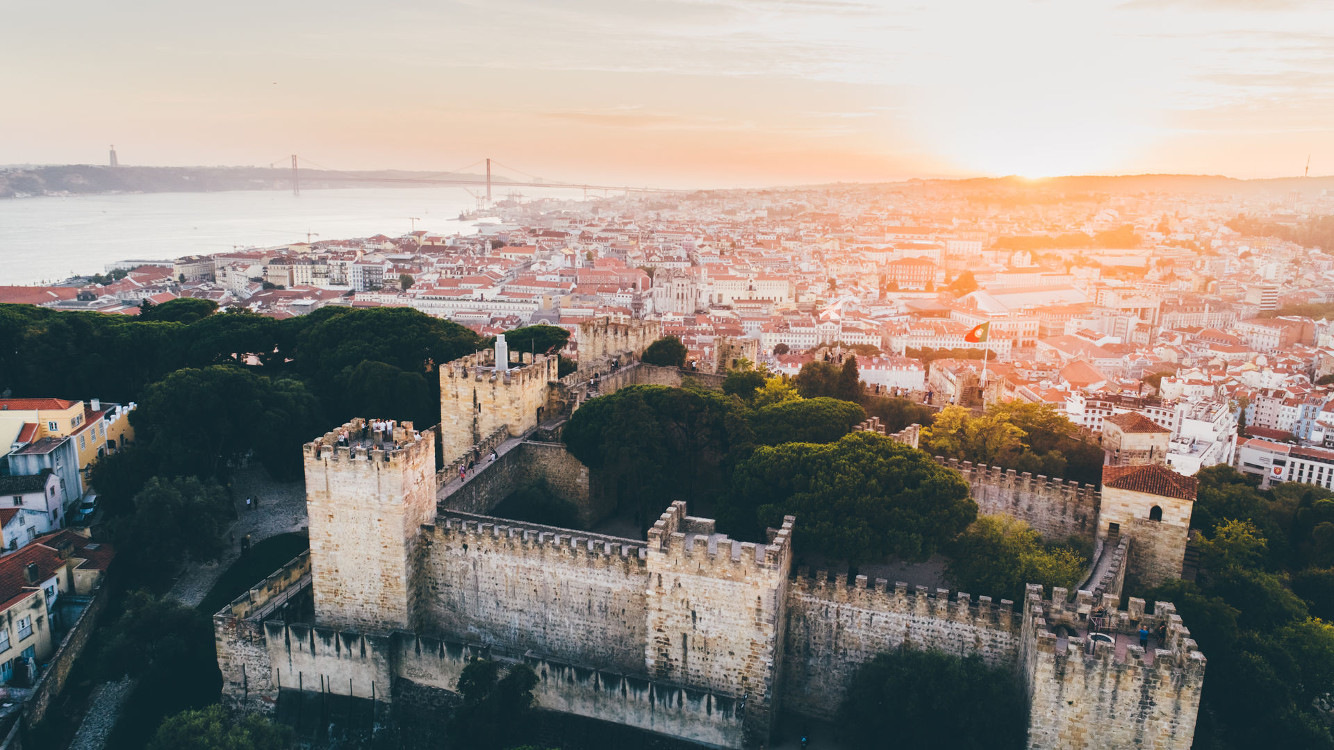Golden Light Over São Jorge Castle, Lisbon, Portugal