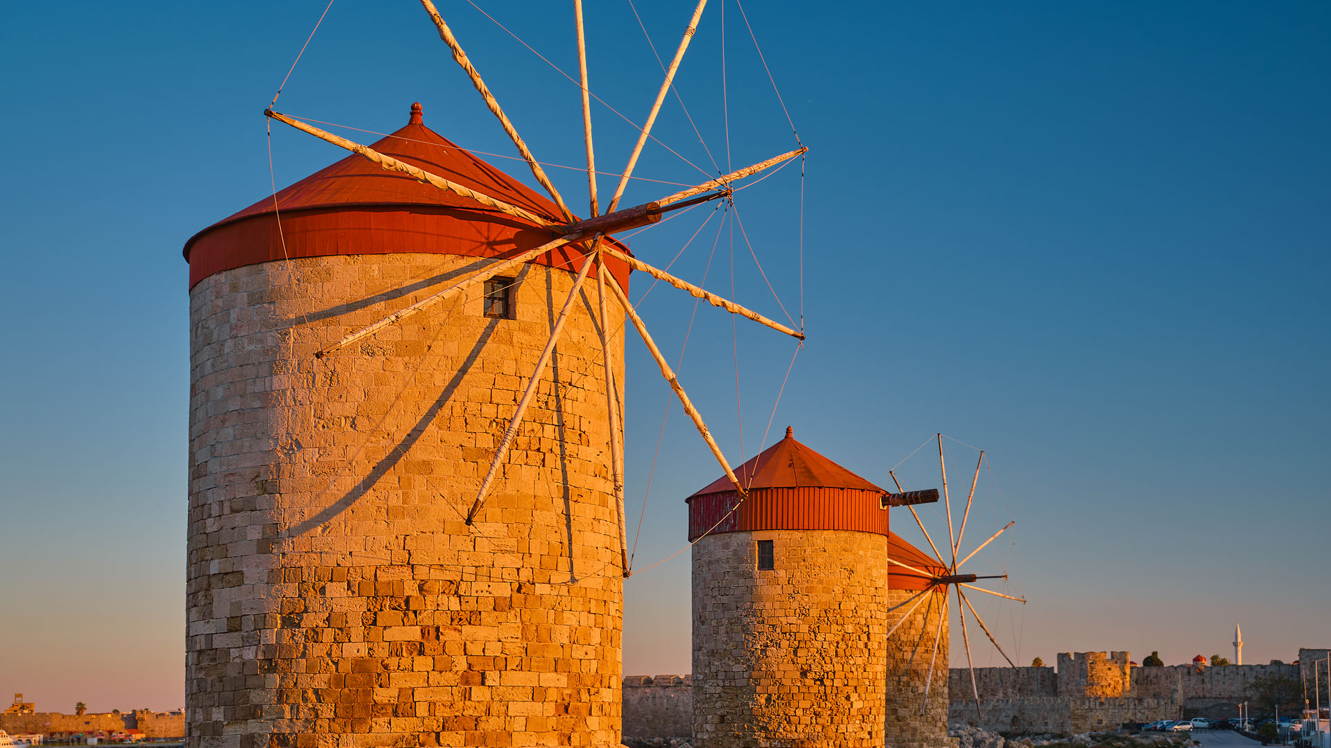 Windmills at Rhodes Island, Greece