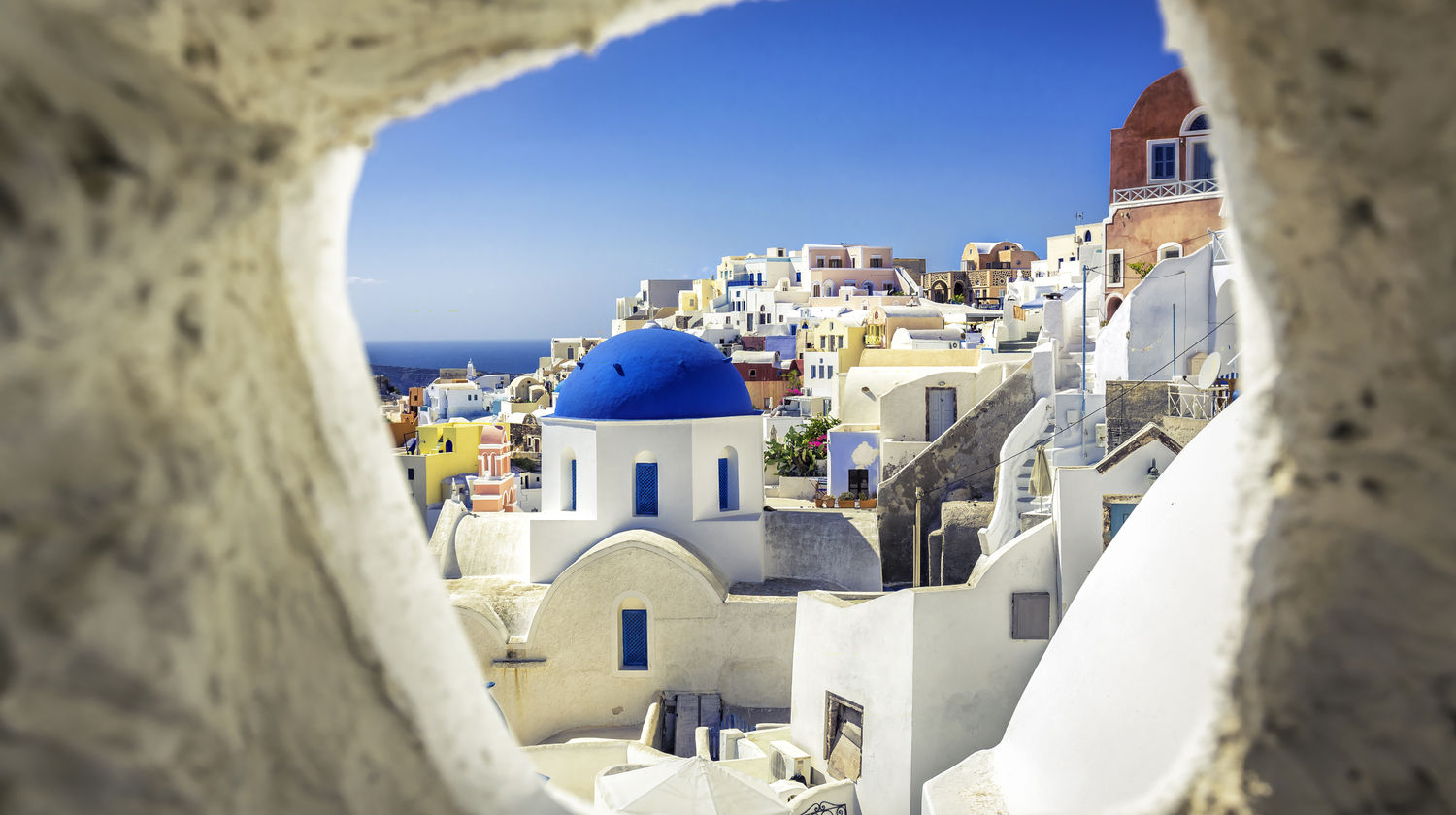 Oia Blue Domes, Santorini, Greece