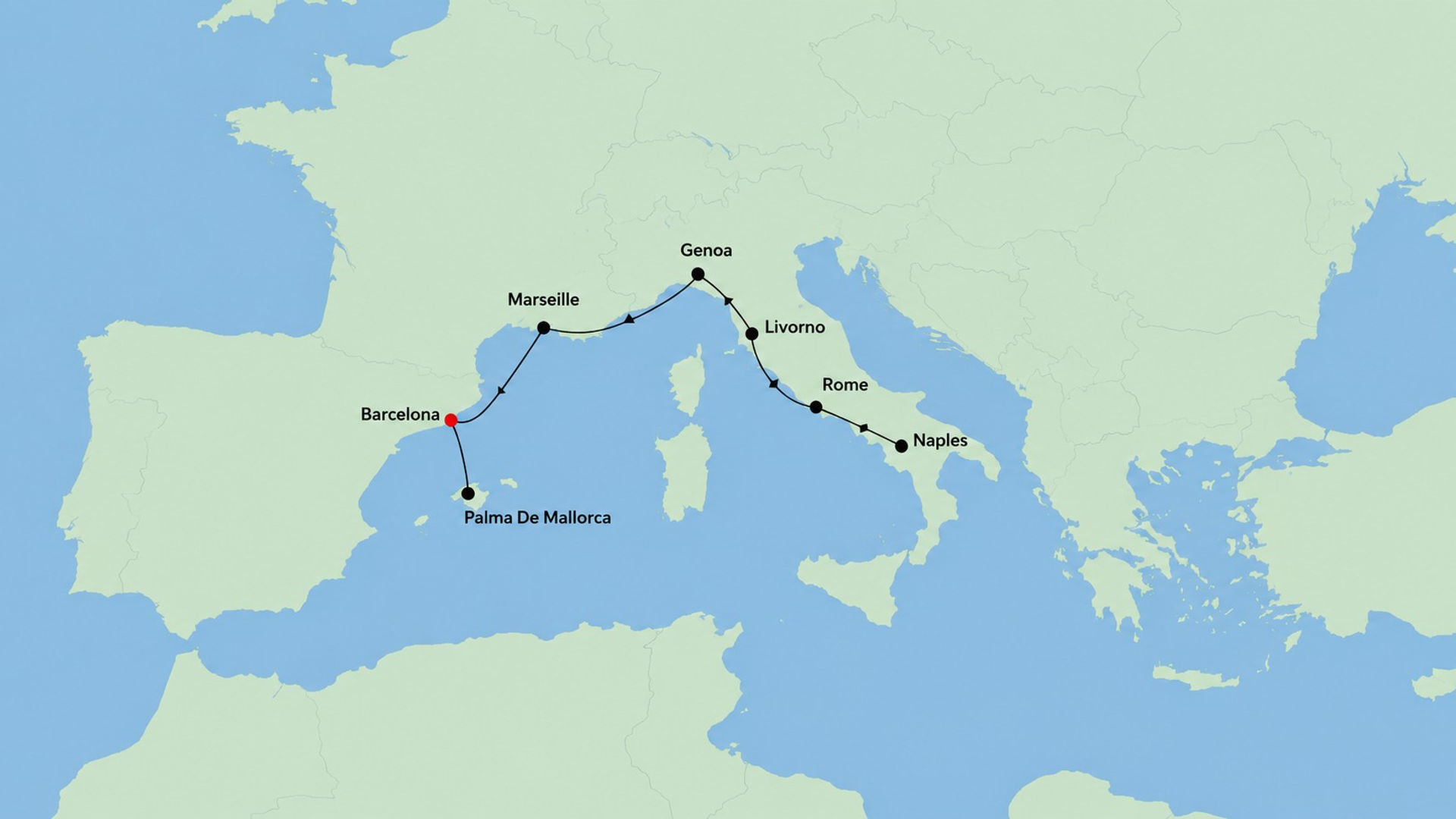 Western Mediterranean Cruise Route