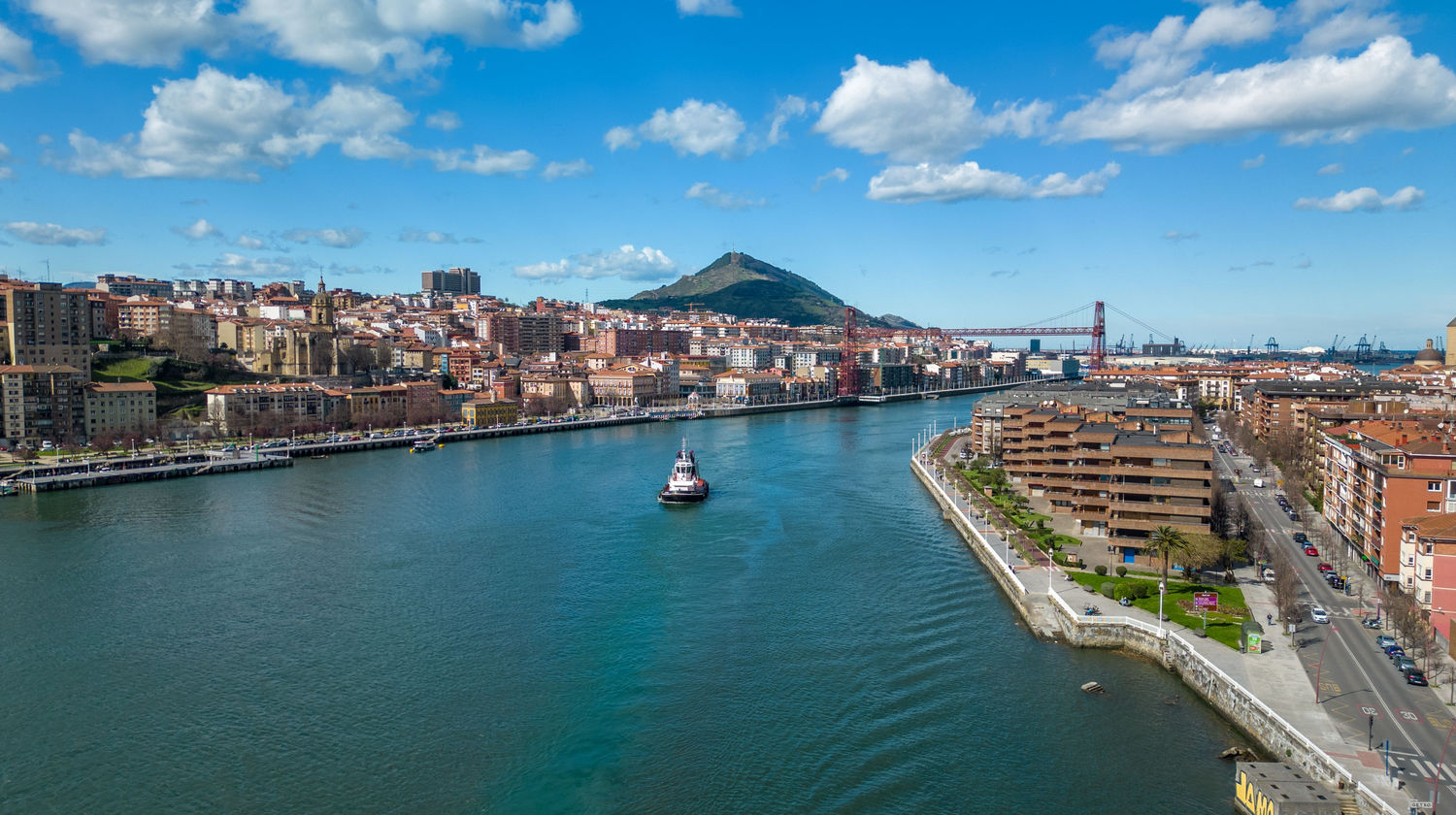 Bilbao Skyline and the Nervión River, Spain