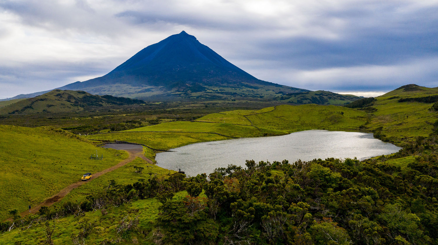 Lagoa do Capitão and Pico Mountain on Pico Island
