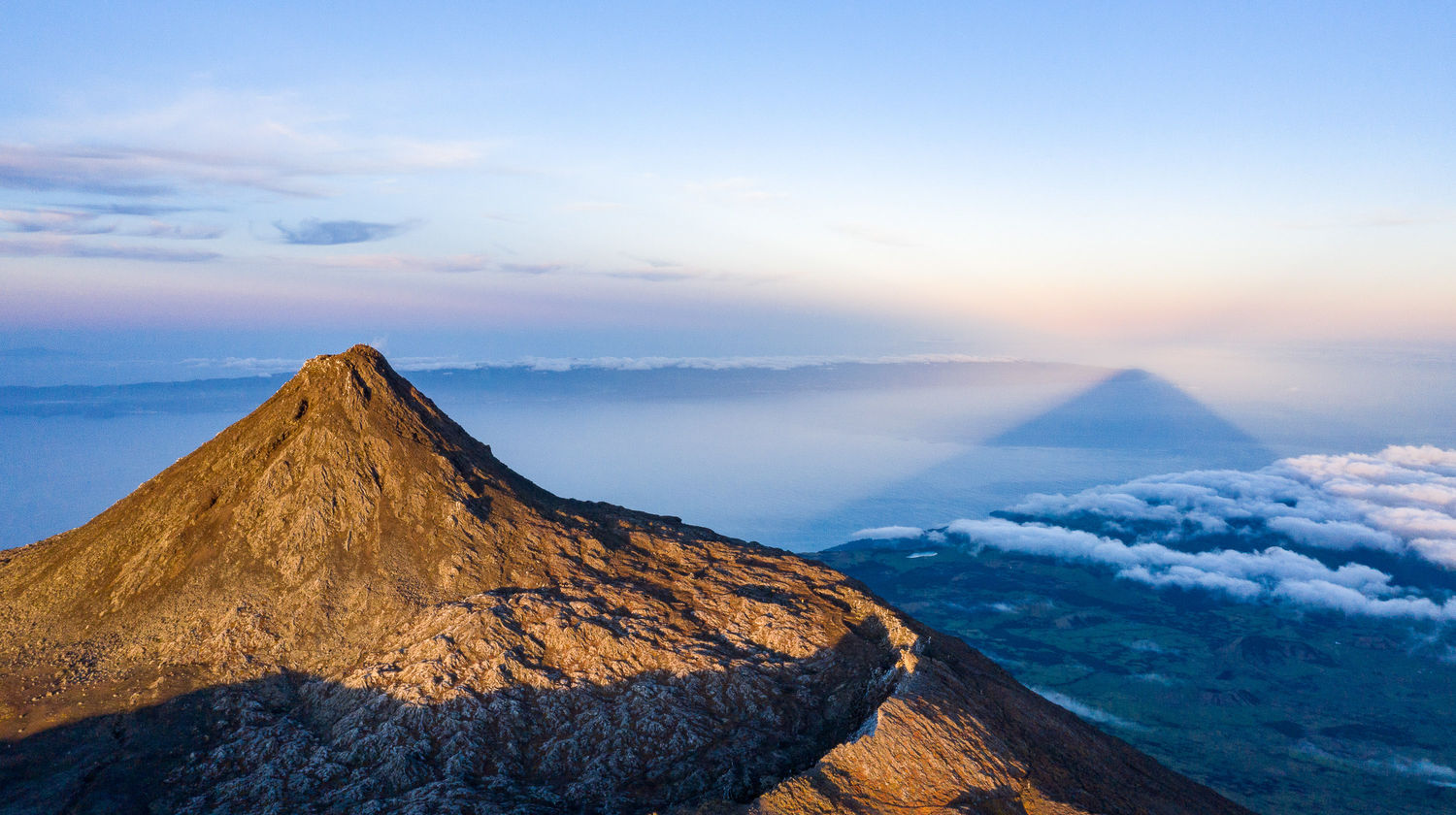 Mount Pico rising above the clouds at sunset, Pico Island
