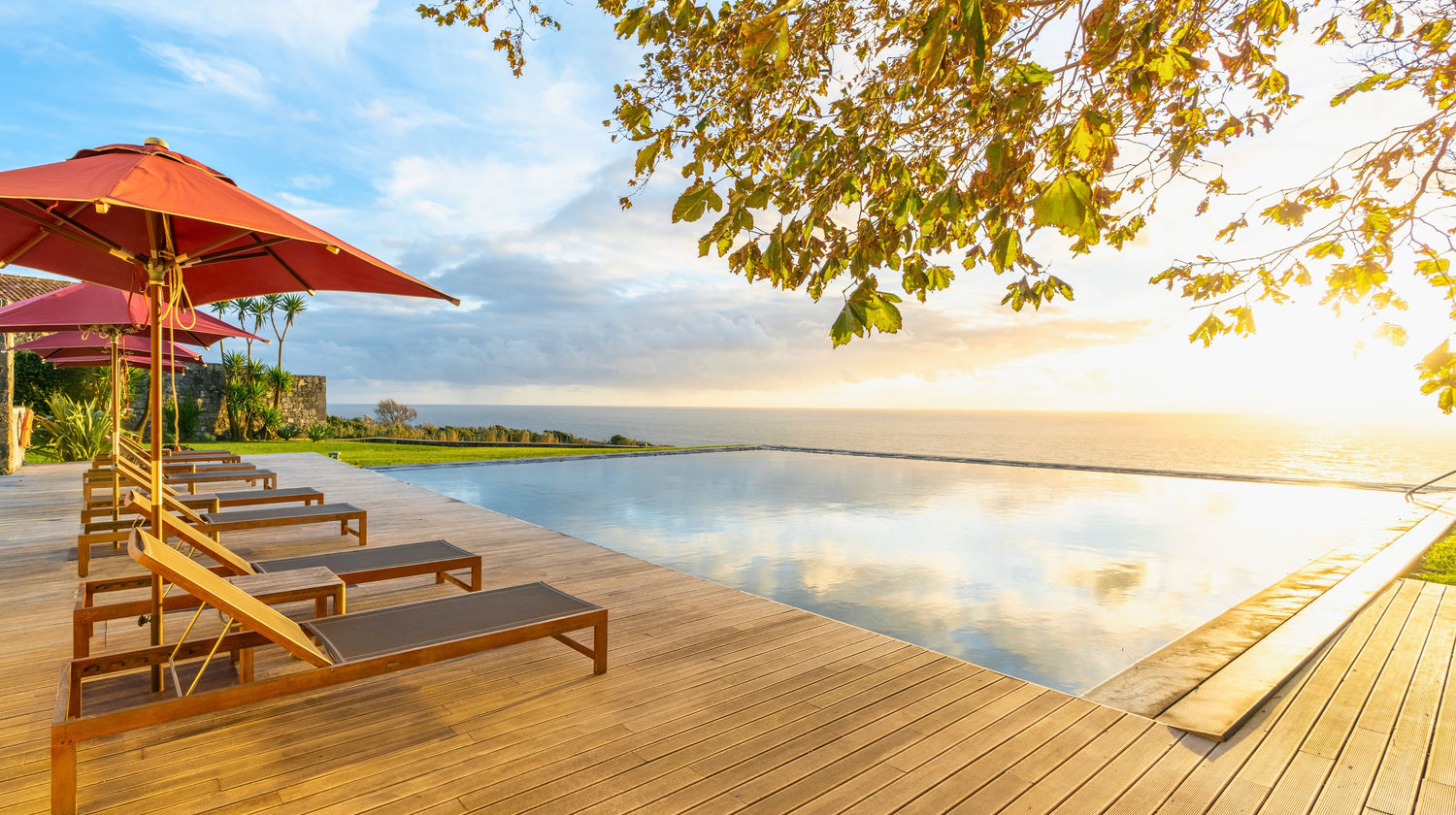 Tranquil infinity pool with ocean view at Sensi Nature & Spa, Azores