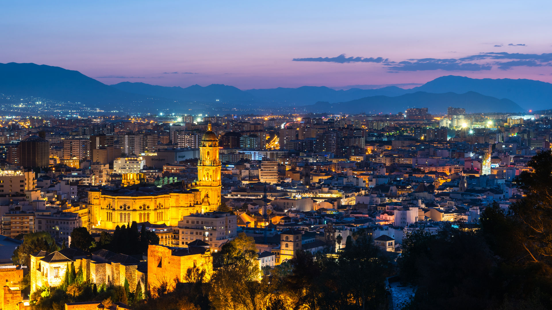 Malaga's Skyline at Night – A Breathtaking Cityscape