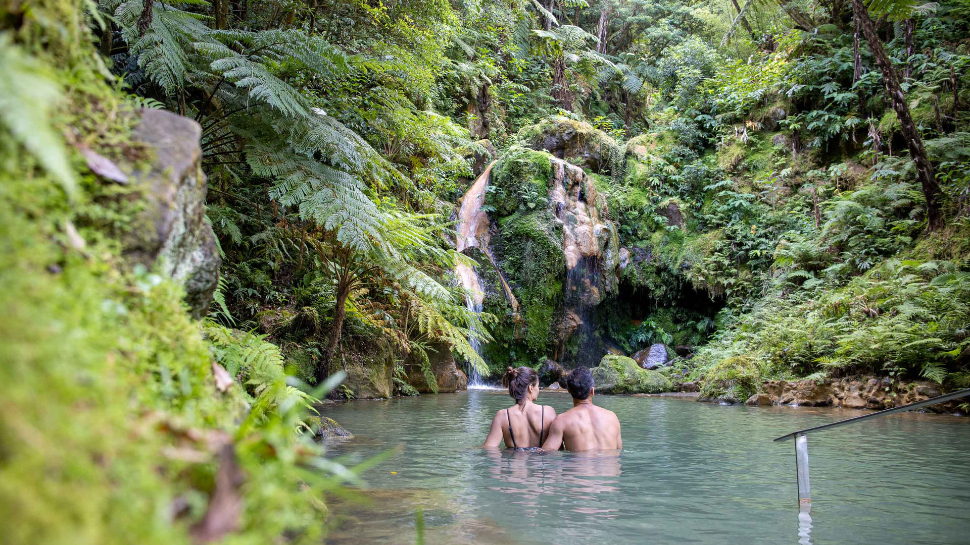 Soaking in the natural hot springs of Caldeira Velha