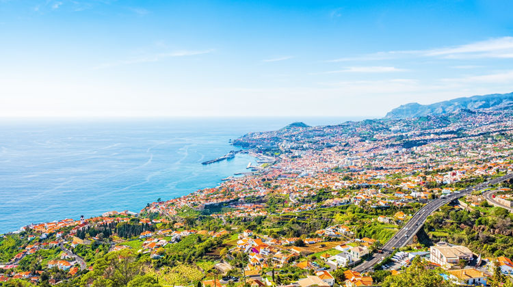 Sweeping coastal view over Funchal, the capital of Madeira Island