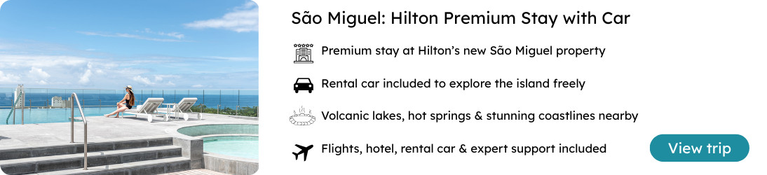 Hilton São Miguel Premium Stay with Car – Azores Package Infinity pool at Hilton São Miguel hotel with ocean views in the Azores