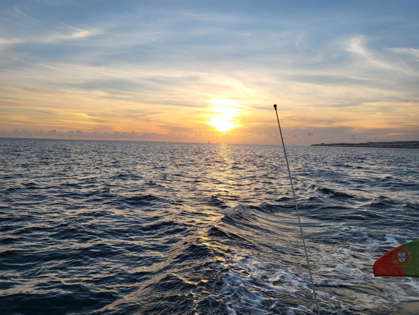 Boat: Vila Franca: Sunset Boat Cruise W/ Wine & Water Activities